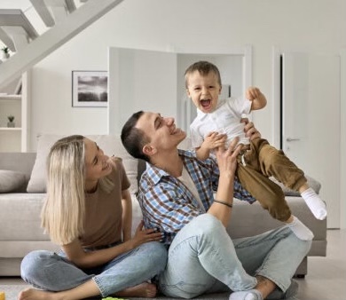 Family supporting each other, highlighting maternal mental health and relationships